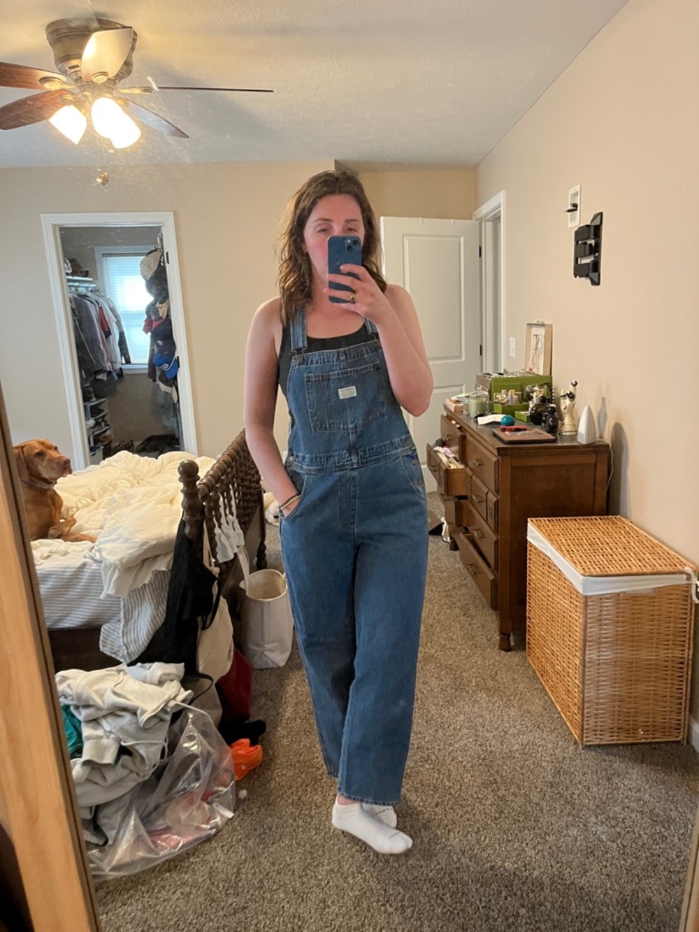 Women's Blue Denim Overalls Jeans - Classic Straight Fit | Levi Strauss & Co.